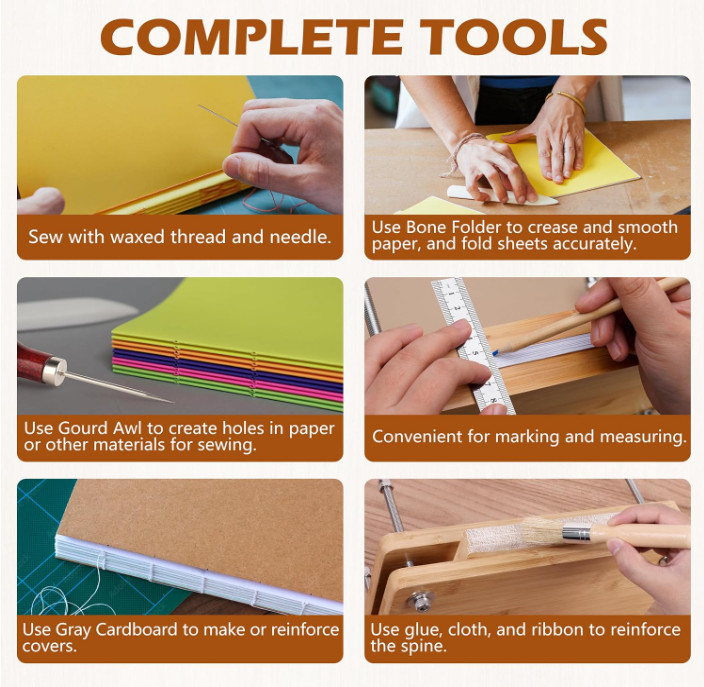 Book Press Kit 11.6x7.8" Book Binding Supplies Waxed Thread Bone Folder Beginner