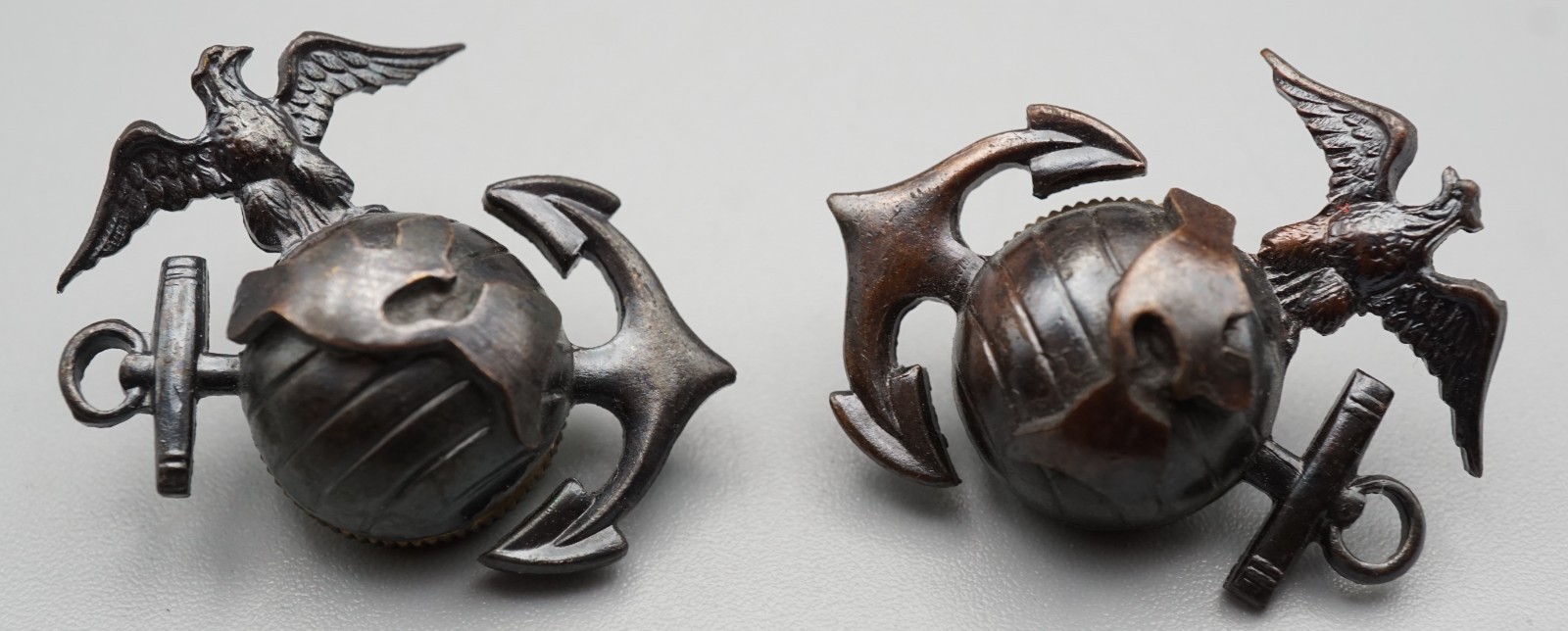 WWII USMC Marine Officer EGA Eagle Globe Anchor Collar Set by Meyer RARE