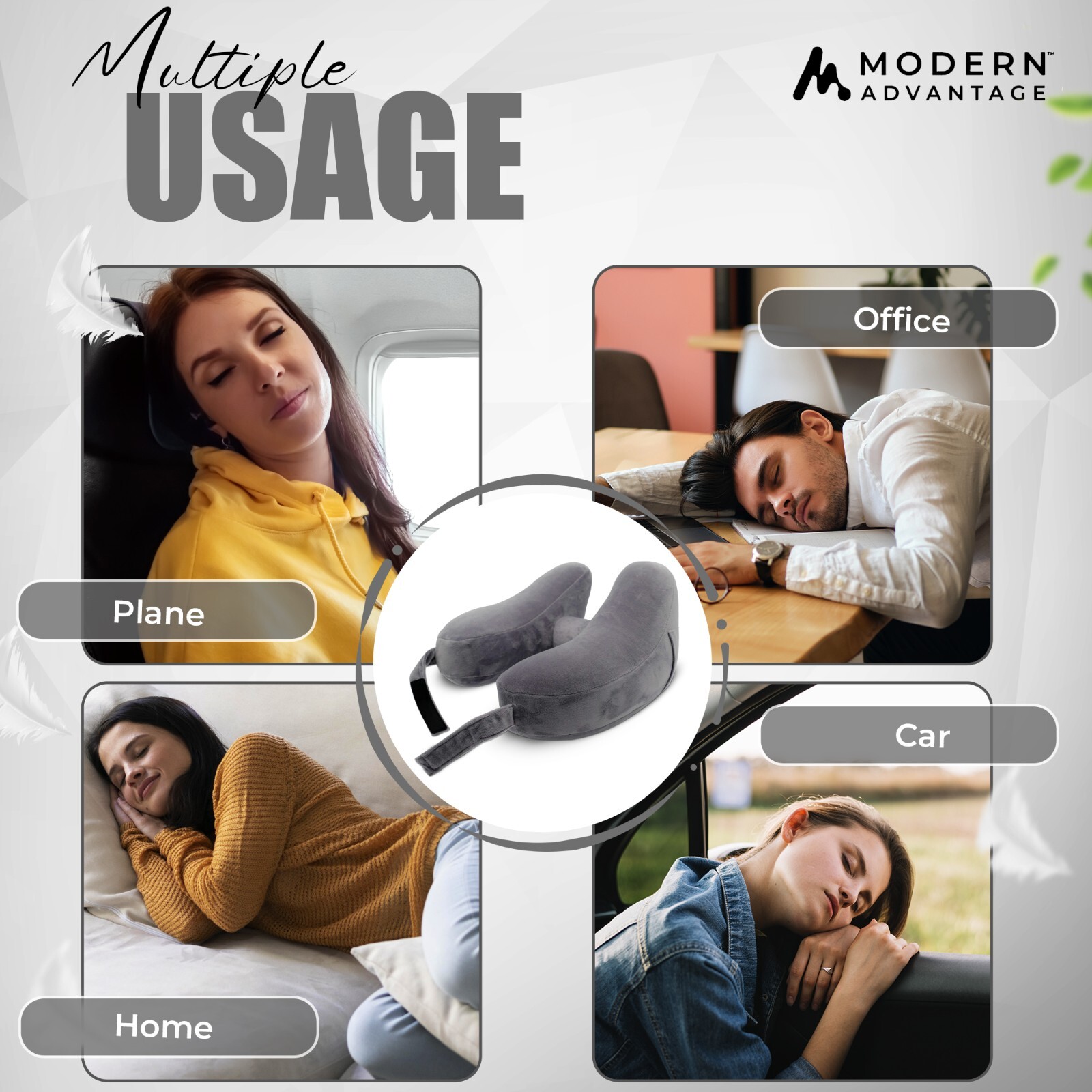 Inflatable Travel Neck Pillow NEW (GREY) FREE SHIPPING Sleep Mask & Earplugs