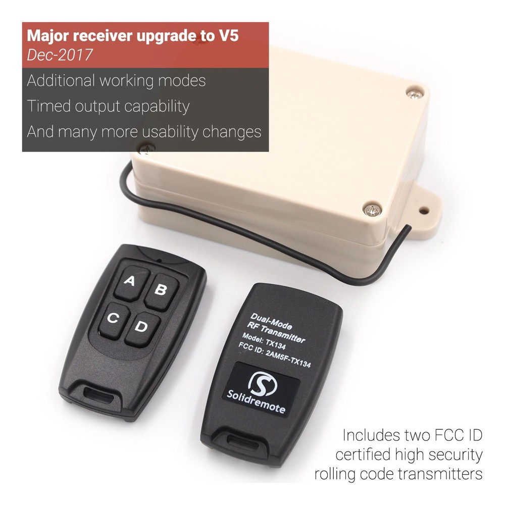 Solidremote 12V - 24V Secure Wireless Rf Remote Control Relay Switch Univers...