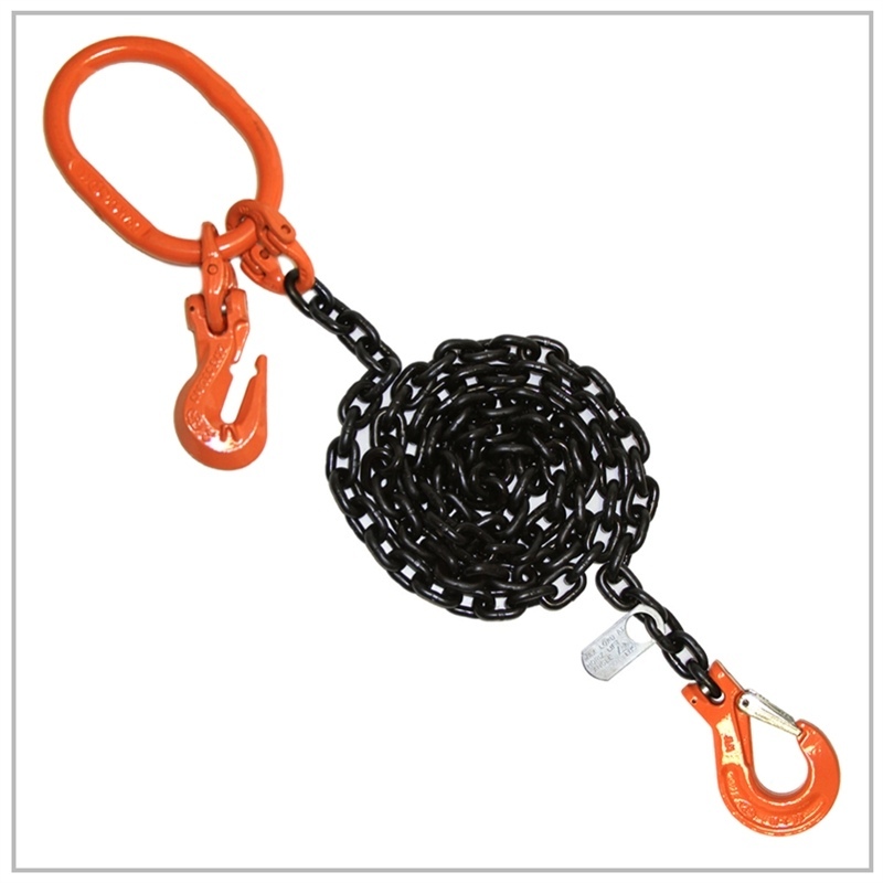 3/8" x 10' FT Adjustable Grade 100 Single Leg Chain Sling Tagged & Rated Latch