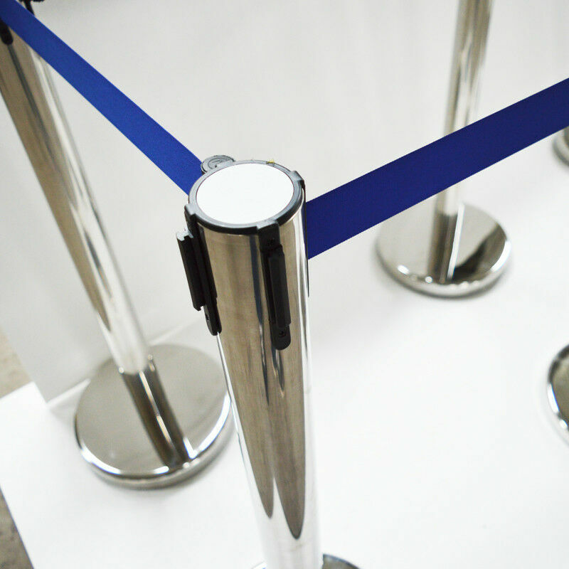 6PCS Stanchion Posts Queue Pole Retractable Belt Crowd Control Barrier Keep Safe