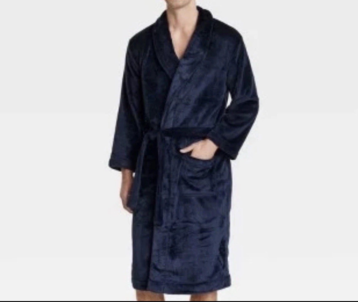Men’s Goodfellow & Co. Solid Posh Robe Navy Blue L/XL Brand New with Tags