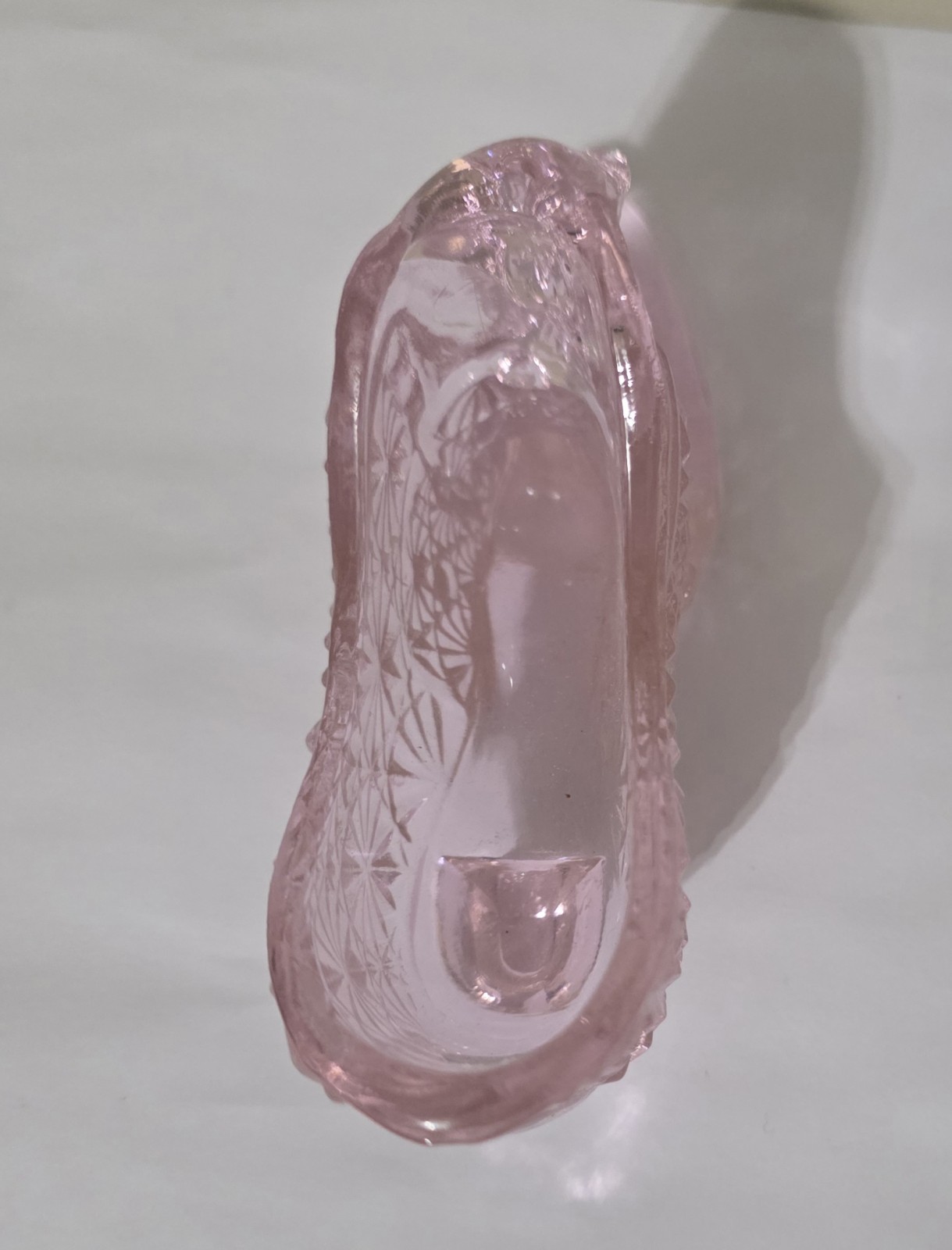 Vtg Fenton Shoe Pink Slipper Boot with Heel Cat Head Daisy & Button 6" x 3" Tall