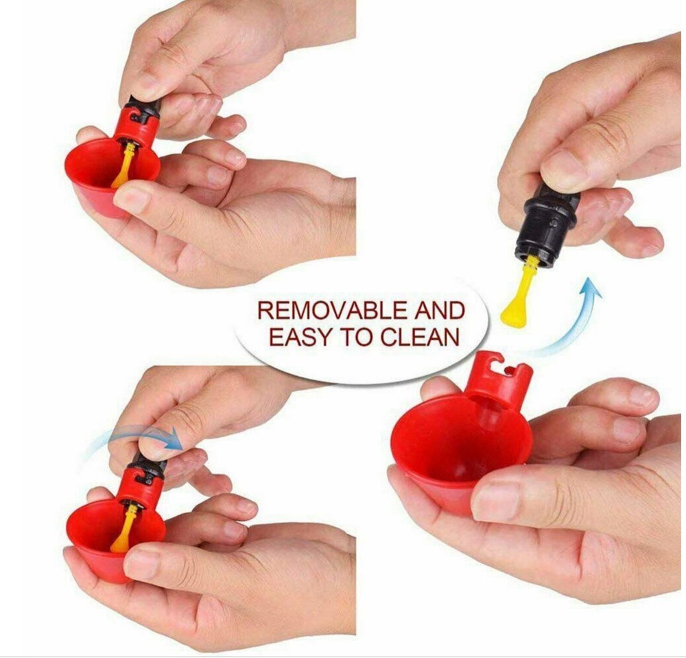 50 Poultry Water Drinking Cups Chicken Hen Plastic Automatic Drinker Feeder