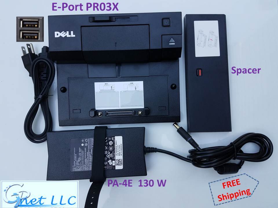 Dell Latitude E- Port Docking Station PR03X with PA-4E Adapter & Spacer.