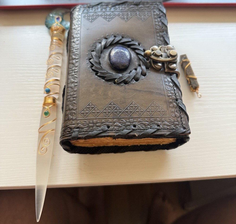 Empty Magic Spell Book (write your own spells) Magic wand And Crystal