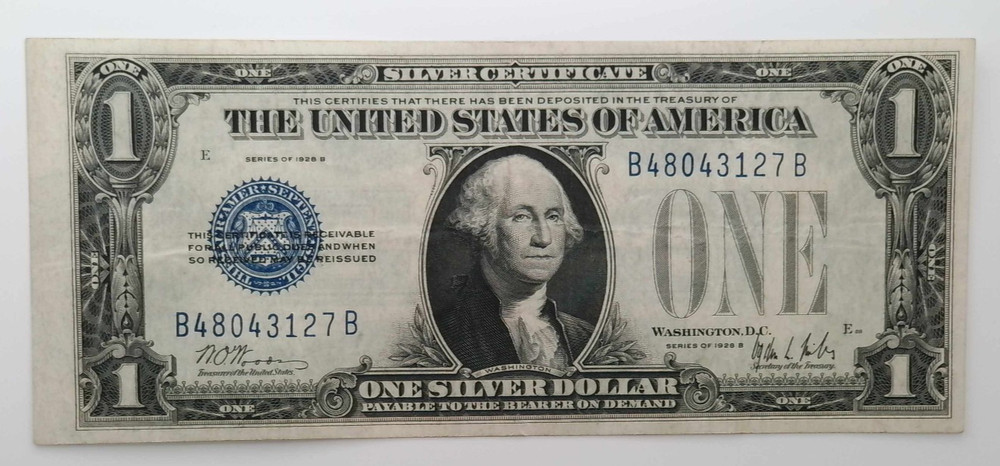 1928B $1 Silver Certificate "Funny Back" B48043127B Blue Seal Note