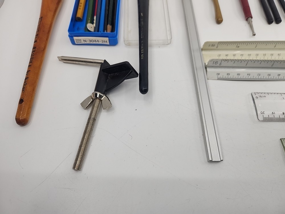 Vintage K&E & Etc Lettering Drafting Ruling Tools Lot Pens Stencils Tips School