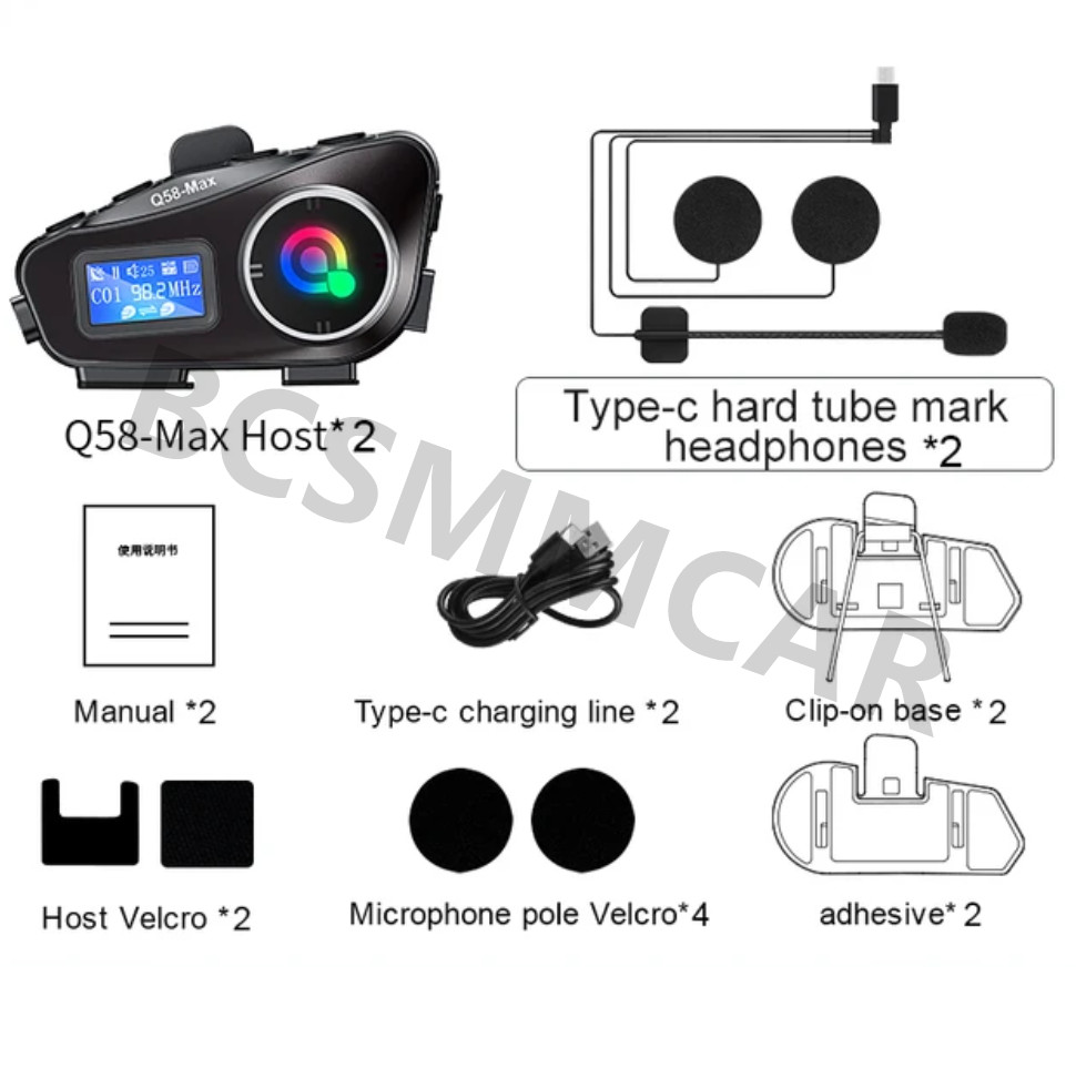 Motorcycle Helmet Intercom Bluetooth Headset 2 Riders Interphone Share Earphone