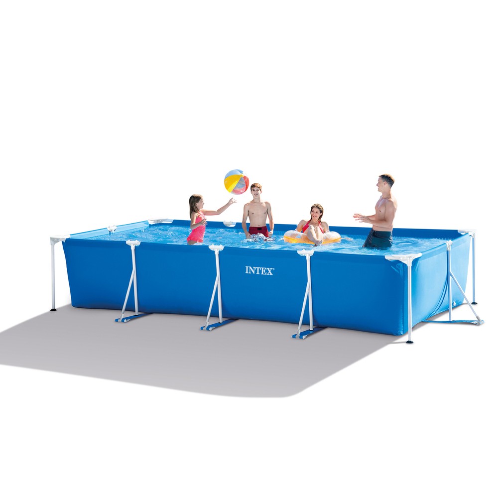 Intex 14ft x 33in Rectangular Above Ground Backyard Swimming Pool with Filter