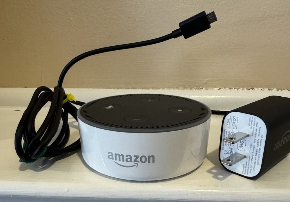 Amazon Echo Dot 2nd Gen Alexa Smart Speaker White w/ Adapter Tested