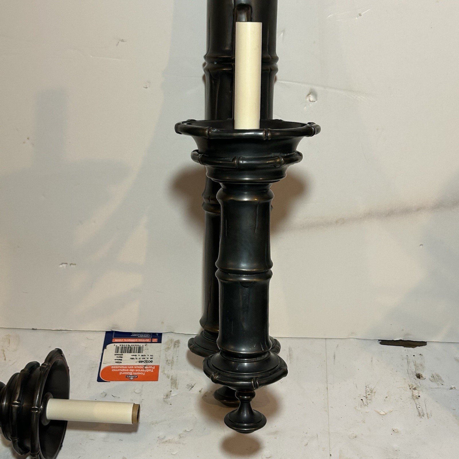 PAIR Vintage Decorative Arts Inc HUGE 31.75” Bronze / Brass Bamboo Wall Sconces