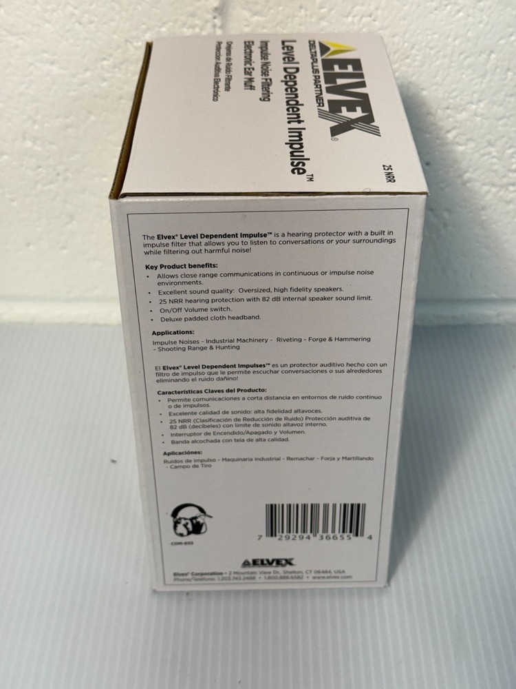 Elvex COM-655 Level Dependent Impulse Noise Filtering Electronic Earmuff - Gray