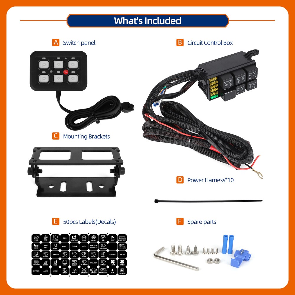 6 Gang Switch Panel Light Electronic Relay Control System Marine Boat Camper