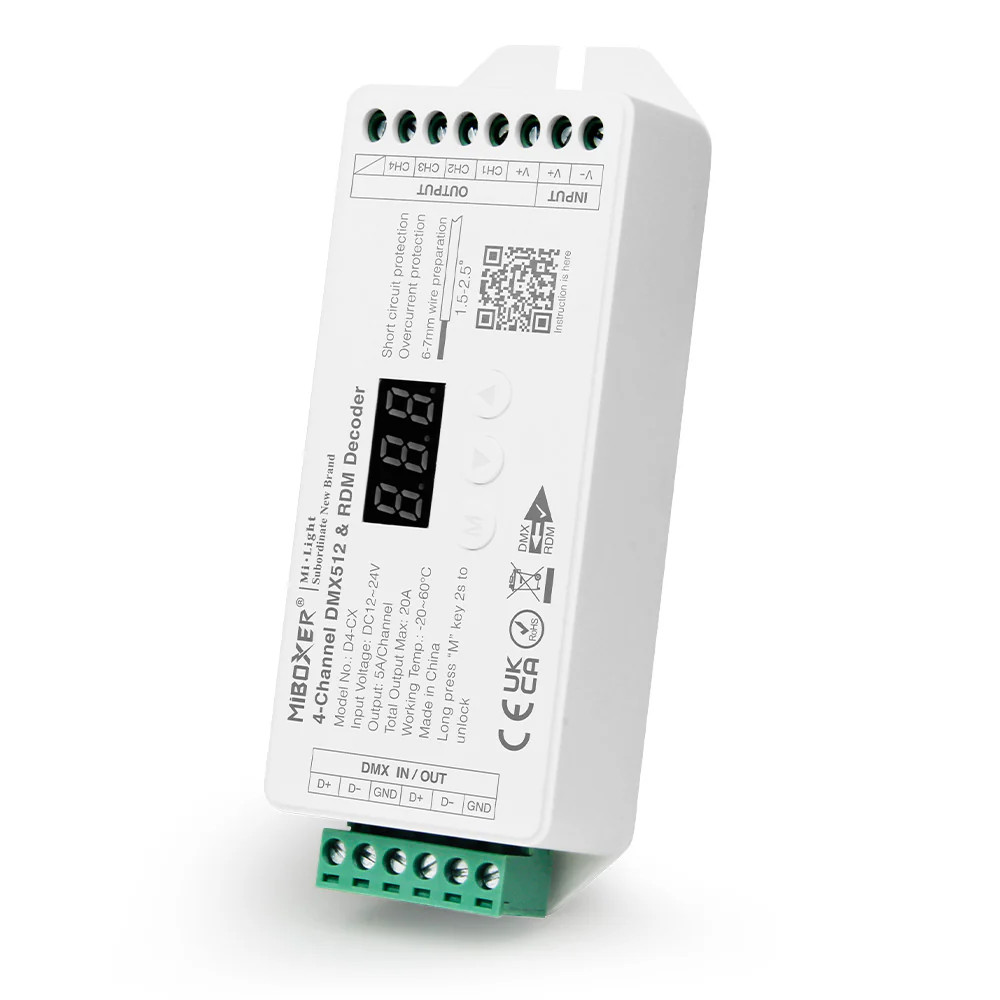 D4-CX - DMX512 4-Channel Constant Voltage DMX512 & RDM Decoder