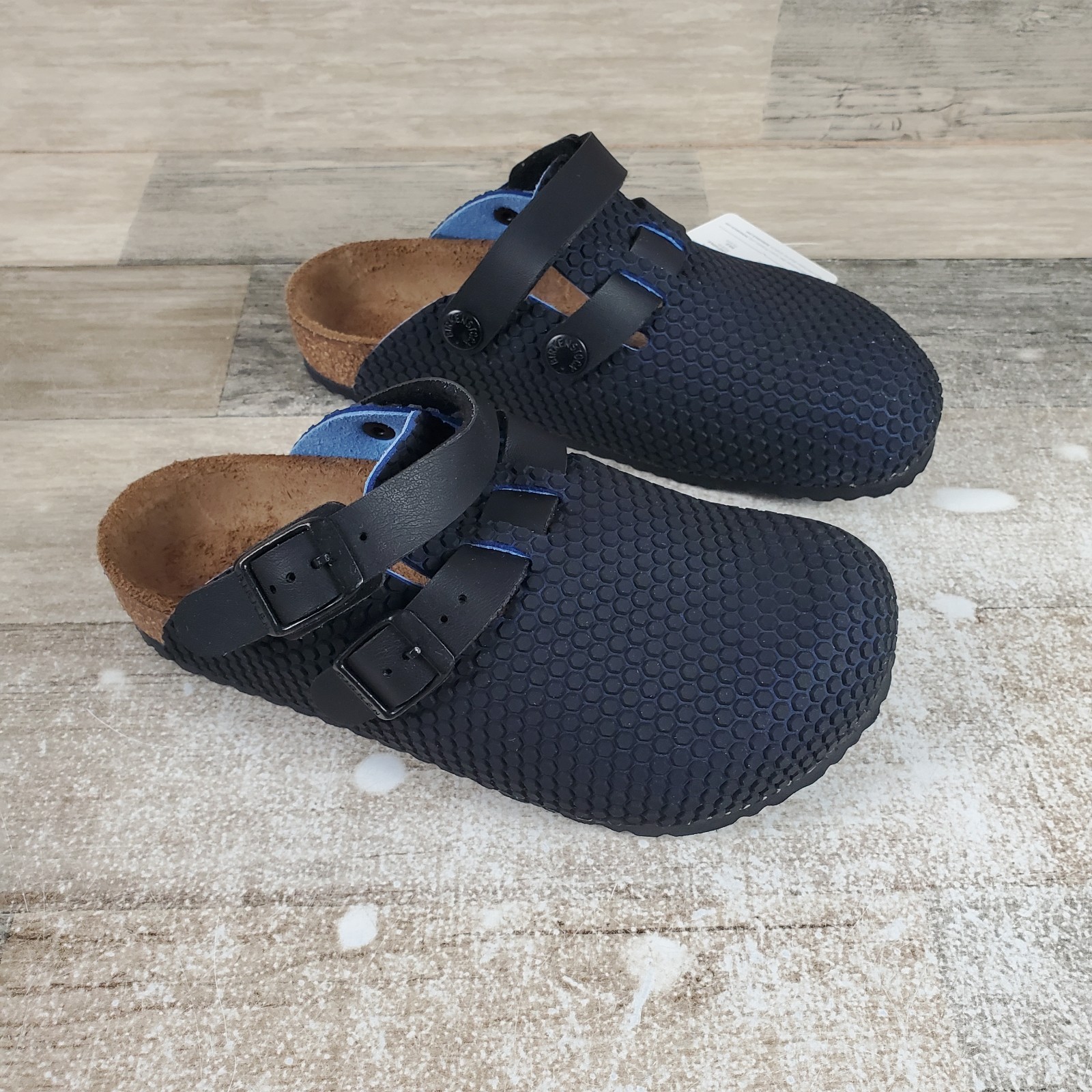 Birkenstock Kay Kids Slip On Clog Sandals Sz 1 EU 32 Blue Black Clogs