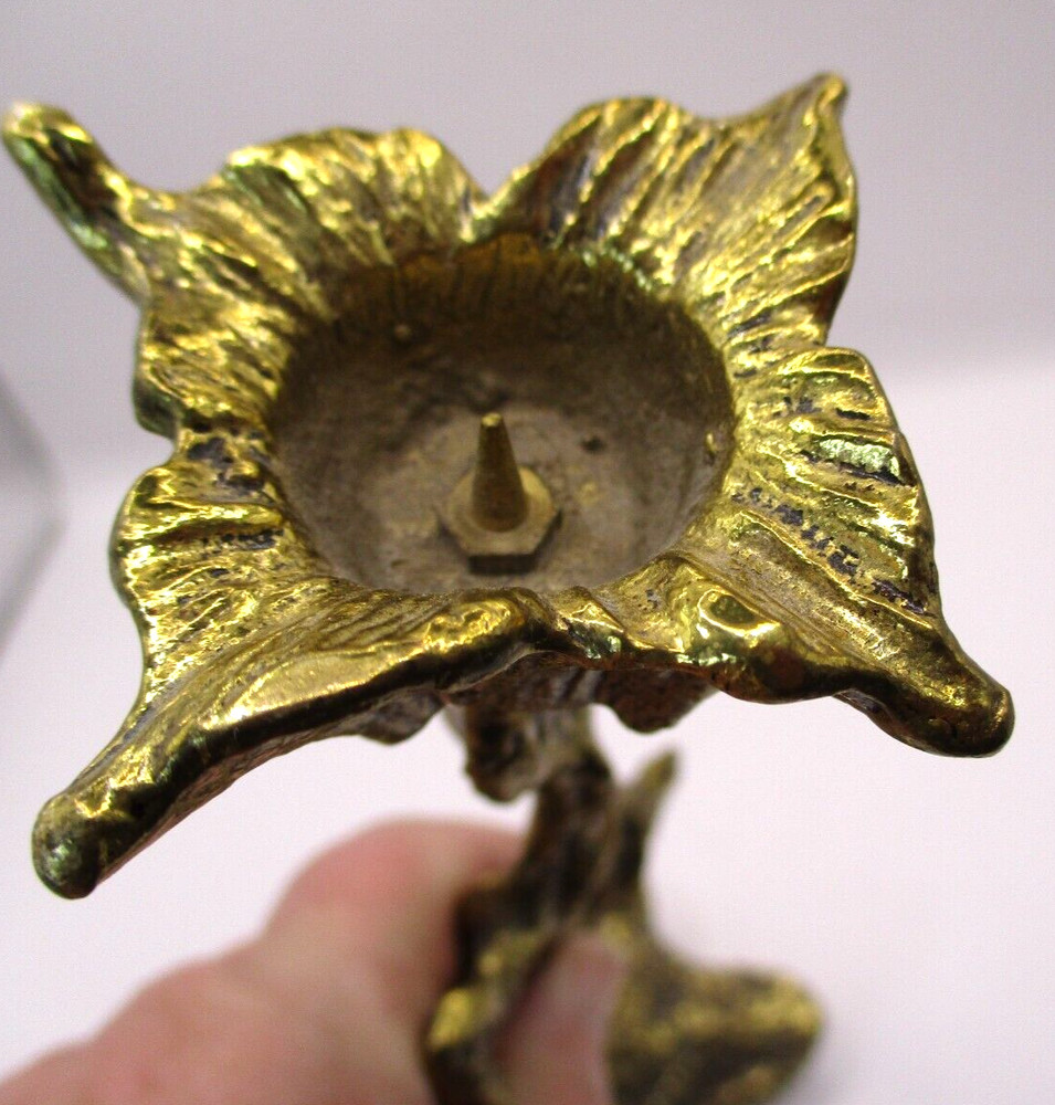 BRUTALIST WAINBERG SOLID BRASS CANDLESTICK ISRAEL