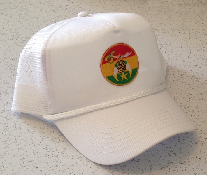 Shriner Cap in White with Round Emblem