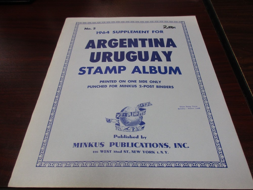 "MINKUS" 1964  SUPPLEMENT  ARGENTINA, URUGUAY STAMP ALBUM  W/FREE SHIPPING!!!