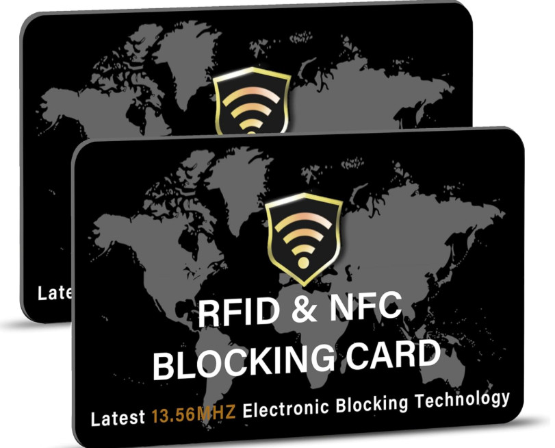 SaiTech IT 2 Pack RFID Blocking Card NFC Contactless 2pk-Black, Black