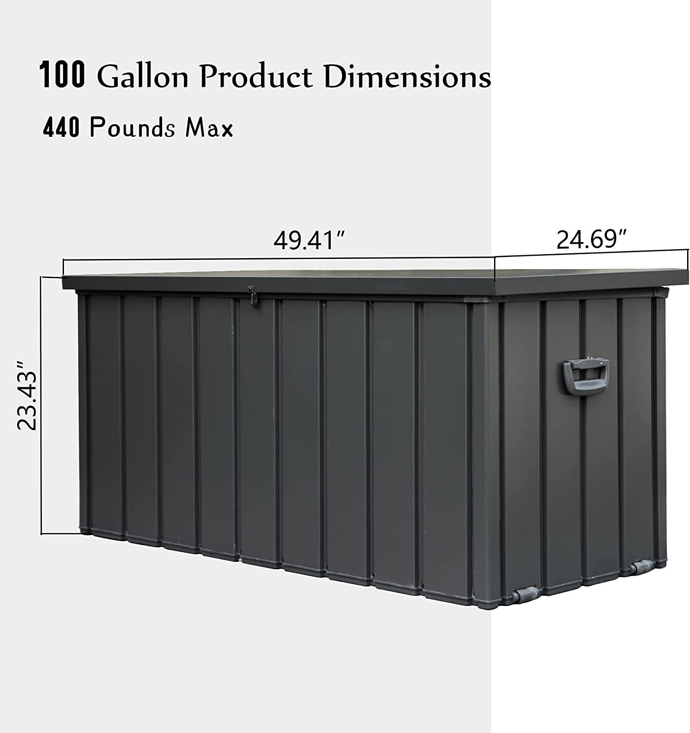 Domi 100 Gallon Metal Outdoor Storage Deck Box Waterproof w/Lockable (Grey)