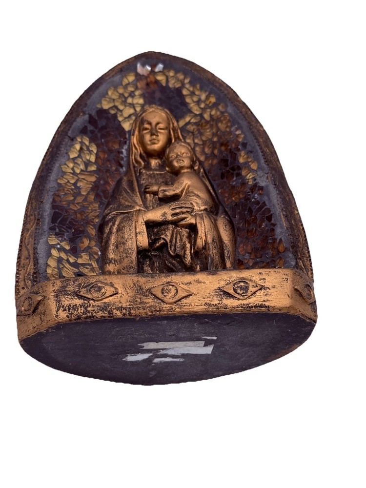 Religious Mosaic Mary And Child Statue