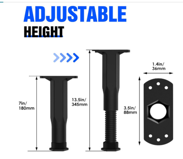 Adjustable Height Center Bed Support Leg for Sagging Shelf 7"-13.5" (2PCS)