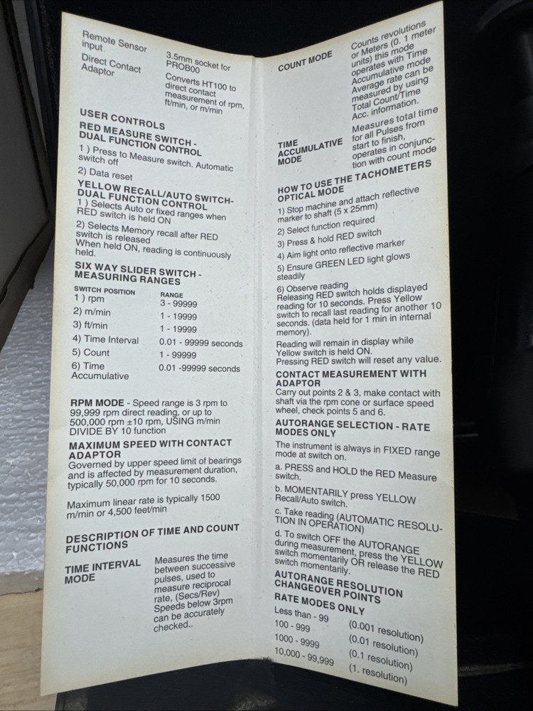 DYNAPAR HT100 Microprocessor Hand Tachometer