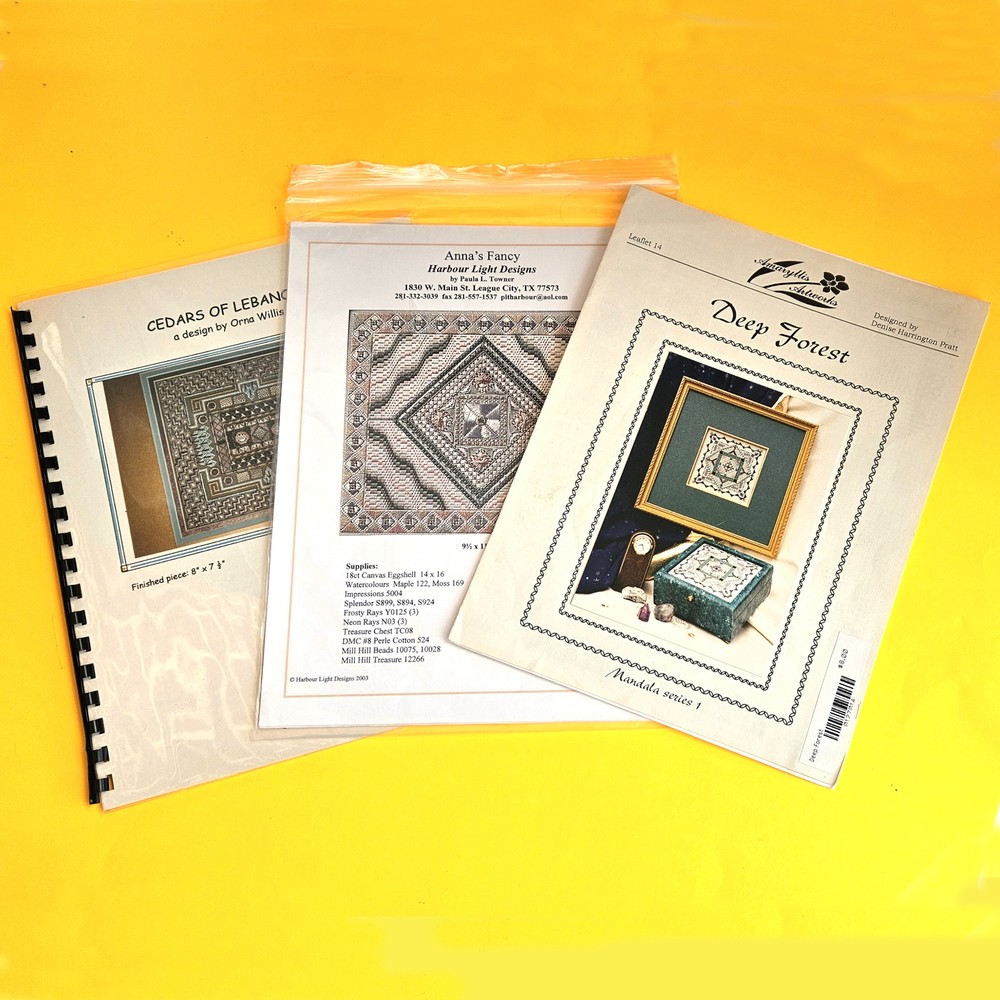 3 NEEDLEPOINT STITCH GUIDE / CHART: ABSTRACT DESIGNS BOX TOP, PILLOW INSERT BM