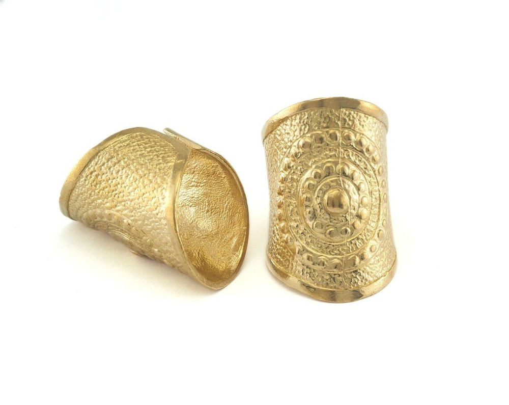 Patterned Ring Adjustable Ring Raw Brass (18mm 8US inner size) 3429