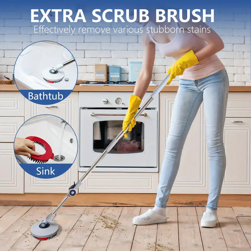 60" Mop and Bucket Wringer Set Household Cleaning w/6PCS Mop Pads+1 Scrub Brush