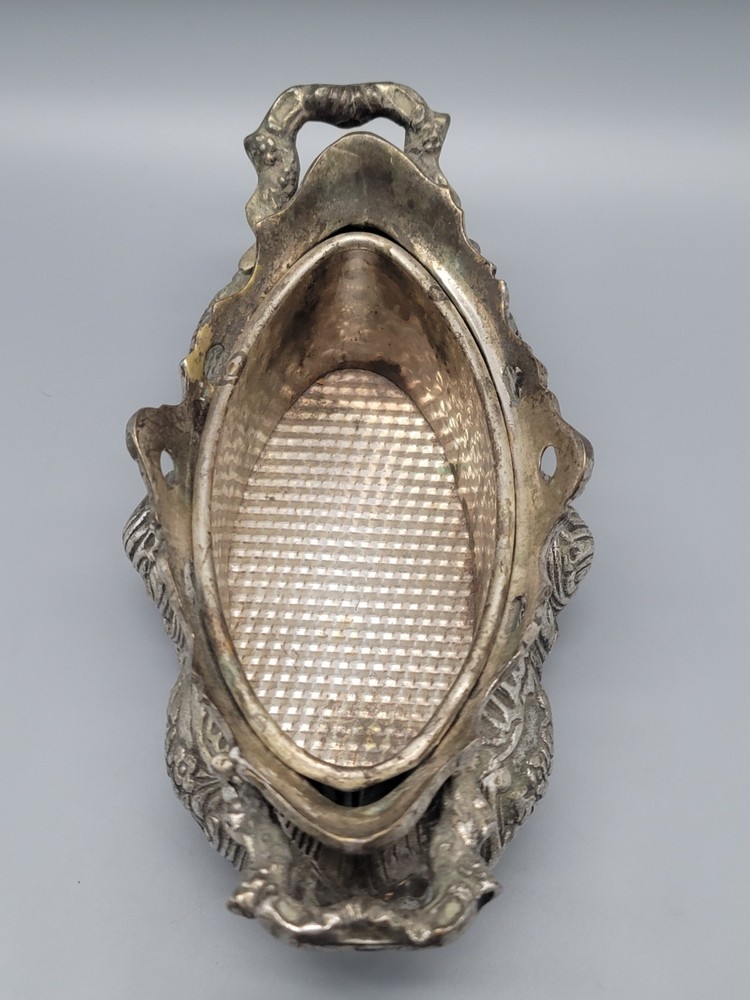 Vintage Silver Tone Planter Ornate Decorative 9" x 4"