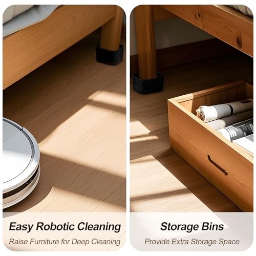 Pack Furniture Risers, Adjustable Bed Risers Heavy Duty Stackable Bed 8 Black-2