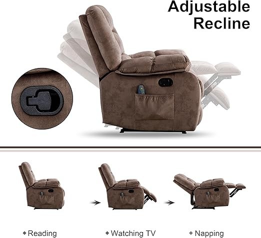 EBELLO Massage Recliner Chairs with Heat & Massage Overstuffed Recliner Chair