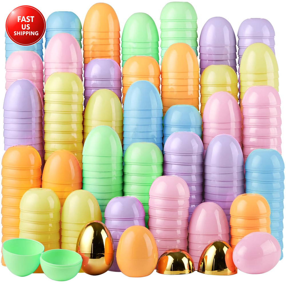 100PCS 3.15" Pastel Easter Eggs + 2 Golden Eggs, Empty Easter Eggs Fillable, Col