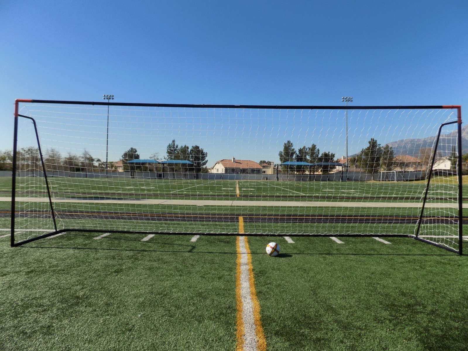 Vallerta® 24x8 Ft. Regulation Size Soccer Goal w/Weatherproof Net(Blk/Org)(1Net)