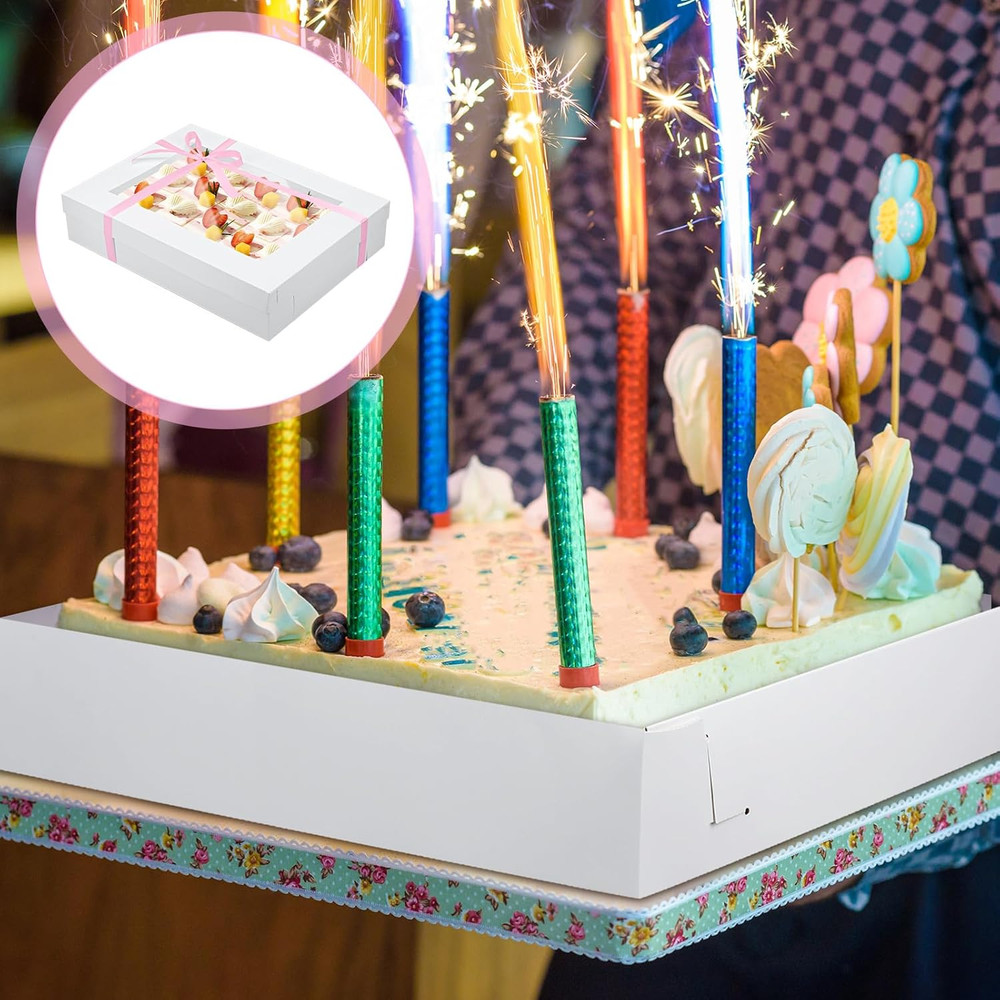 Large Bakery Box Set with Window, Cake Boards & Ribbon - 5 Pack