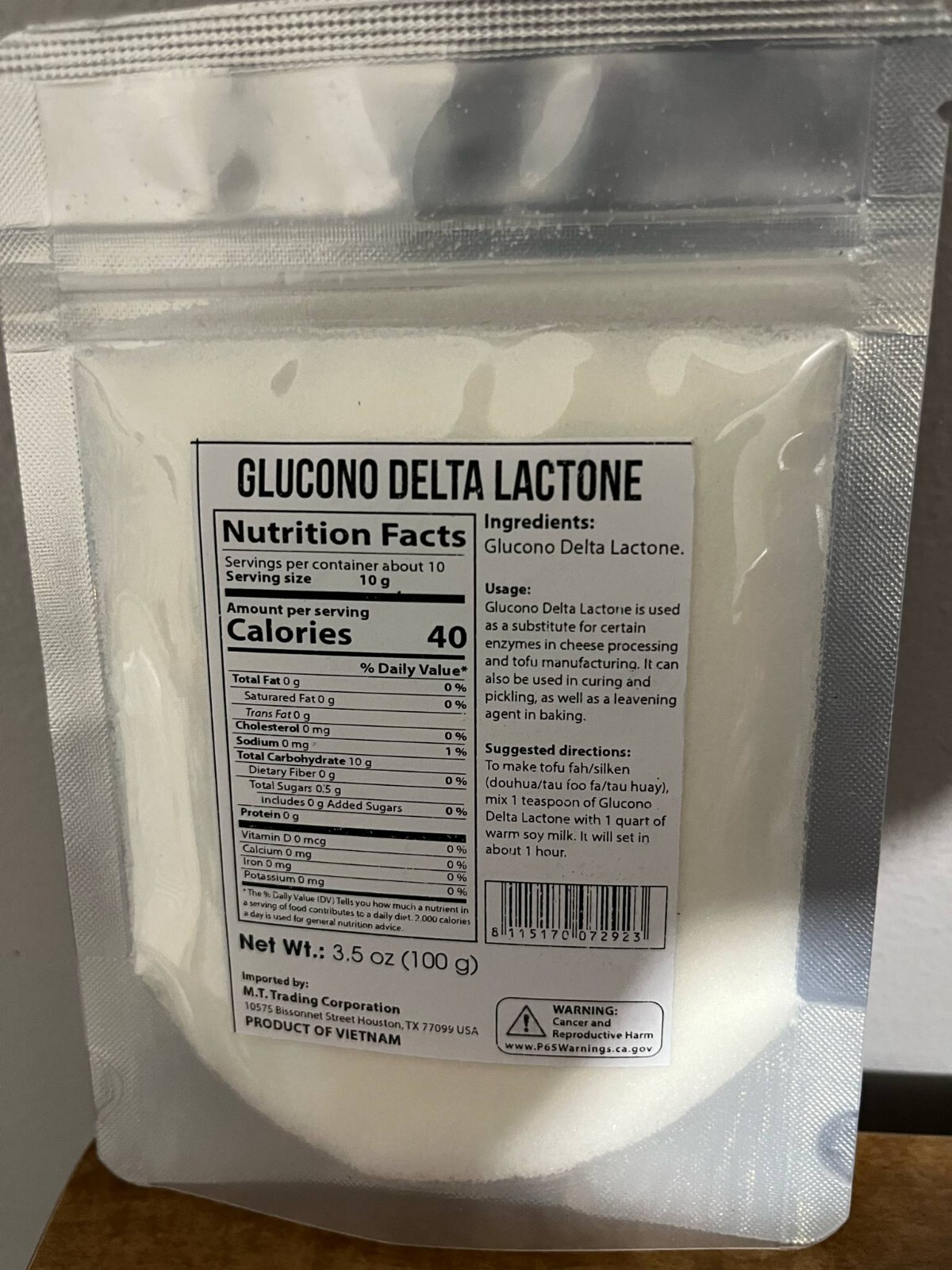 Glucono Delta Lactone -GDL- Duong Nho by Khoi Minh- Food Grade Tofu Coagulant