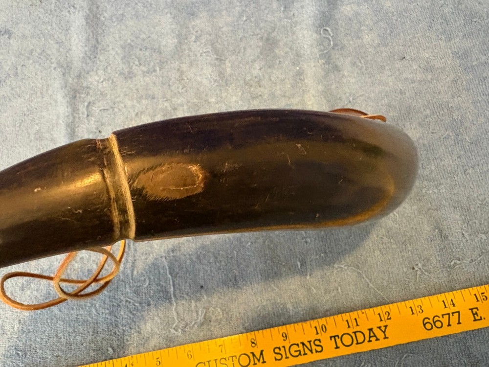 Vintage Muzzleloader Powder Horn with Leather Strap Wood Plug