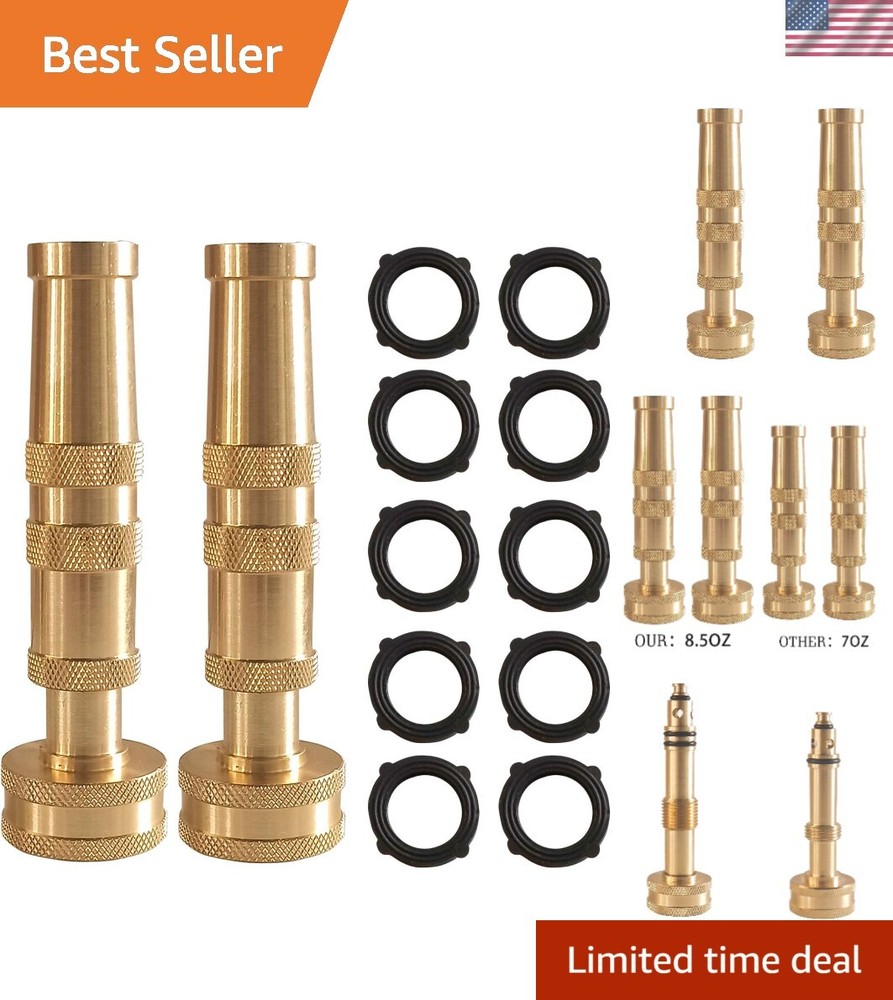 Compact Adjustable Brass Hose Nozzle Set with 10 Washers - Durable & Efficient