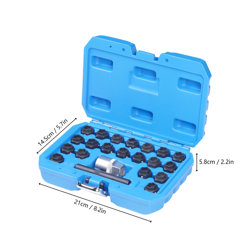 22 Pcs NEW Universal Locking Lug Nut Master Key Set Wheel Lock Removal Tool US