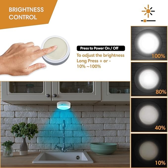 VYANLIGHT LED Puck Lights 16 Colors w/ Remote - Rechargeable Under Cabinet