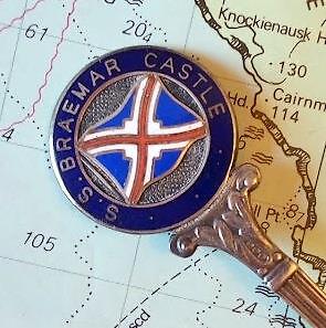 RMS BRAEMAR CASTLE Shipping Line Solid Silver Crest Spoon Vintage Ocean Liner