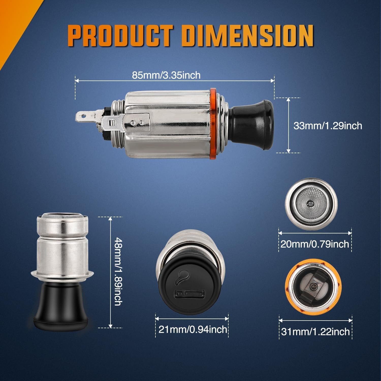 Nilight 2 Pack Cigarette Lighter 12V DC Car Replacement Socket