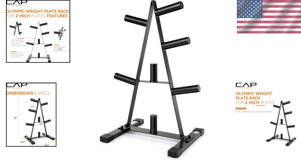 CAP Heavy-Duty A-Frame Olympic Plate Rack - 500 lb Capacity Storage Solution