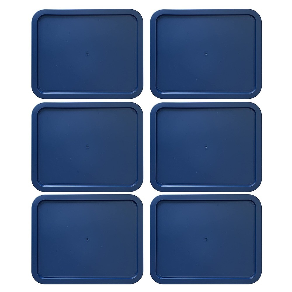 Replacement Lids for Pyrex 7210-PC 3-Cup Rectangle Navy Blue 5.75x7.75" 6-Pack