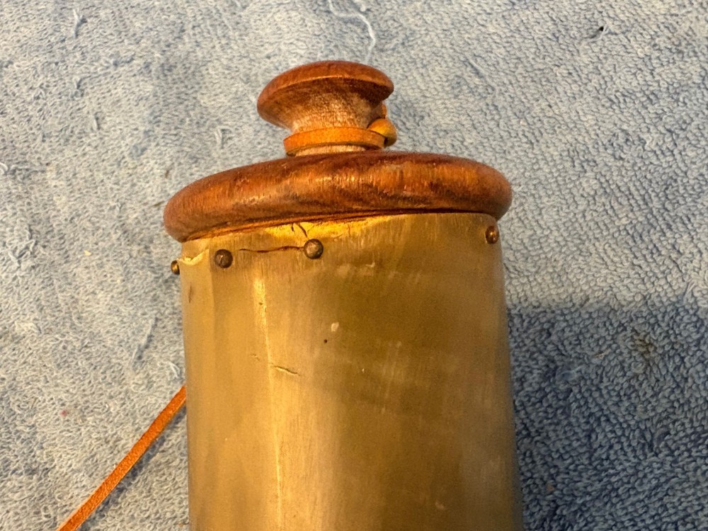 Vintage Muzzleloader Powder Horn with Leather Strap Wood Plug
