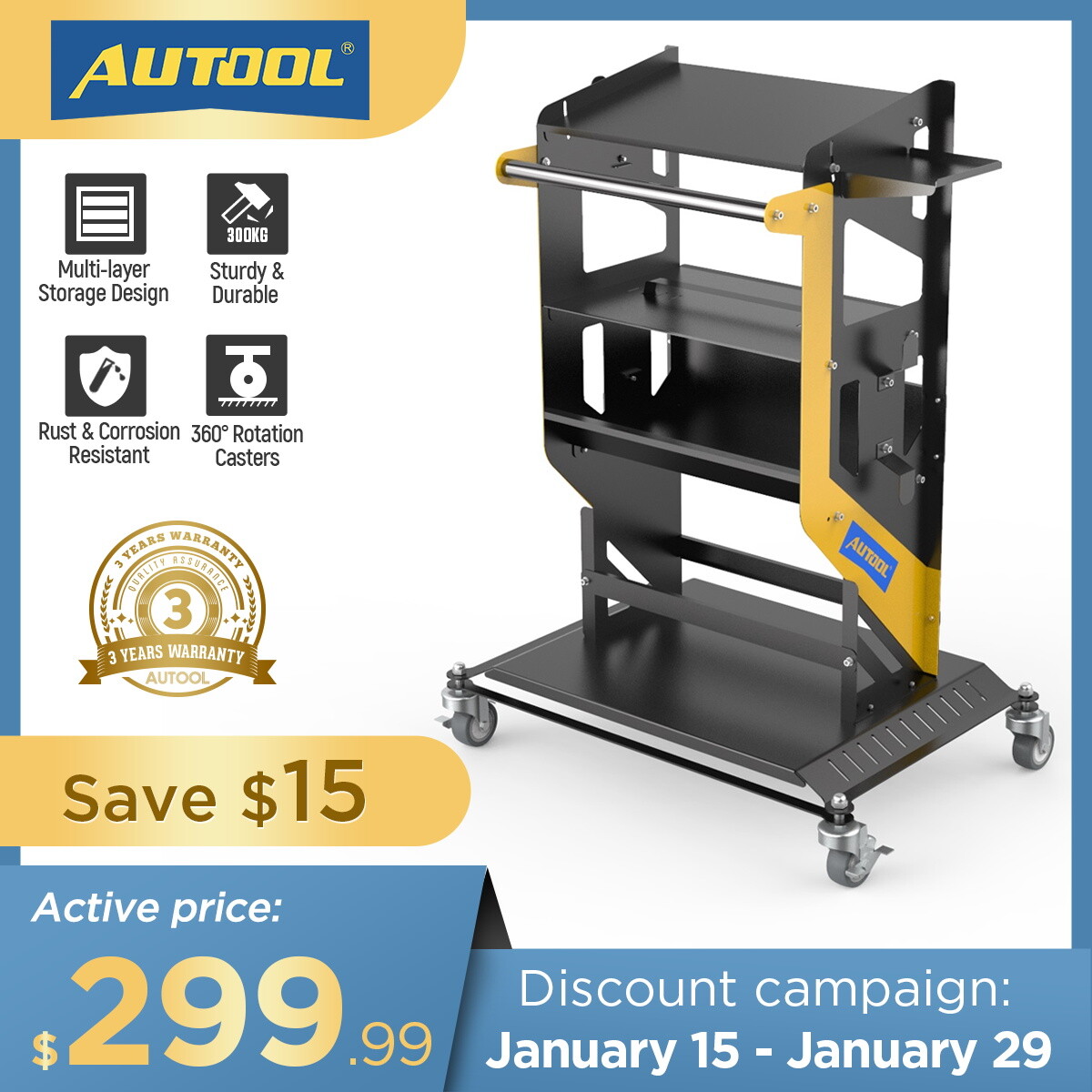 Garage Workshop Storage Rolling Cart Automotive Repair Service Diagnostic Tool