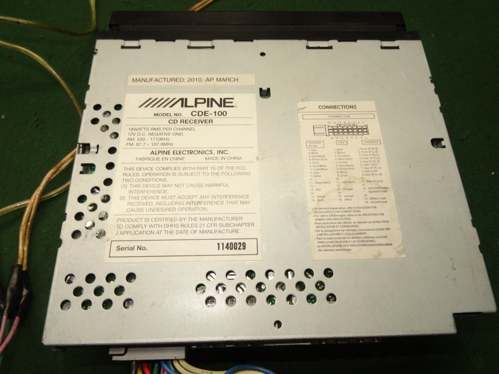 ALPINE CDE-100 FACEPLATE GOOD CONDITION tested